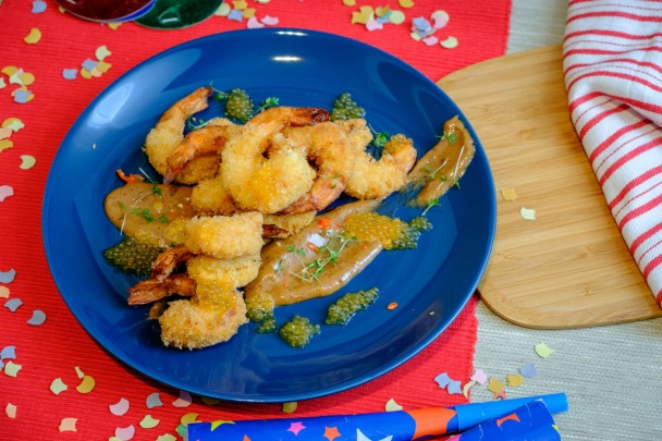 Chrumkavé krevety so slivkovou majonézou recept